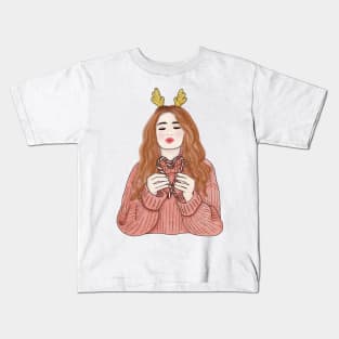 Reindeer girl Kids T-Shirt